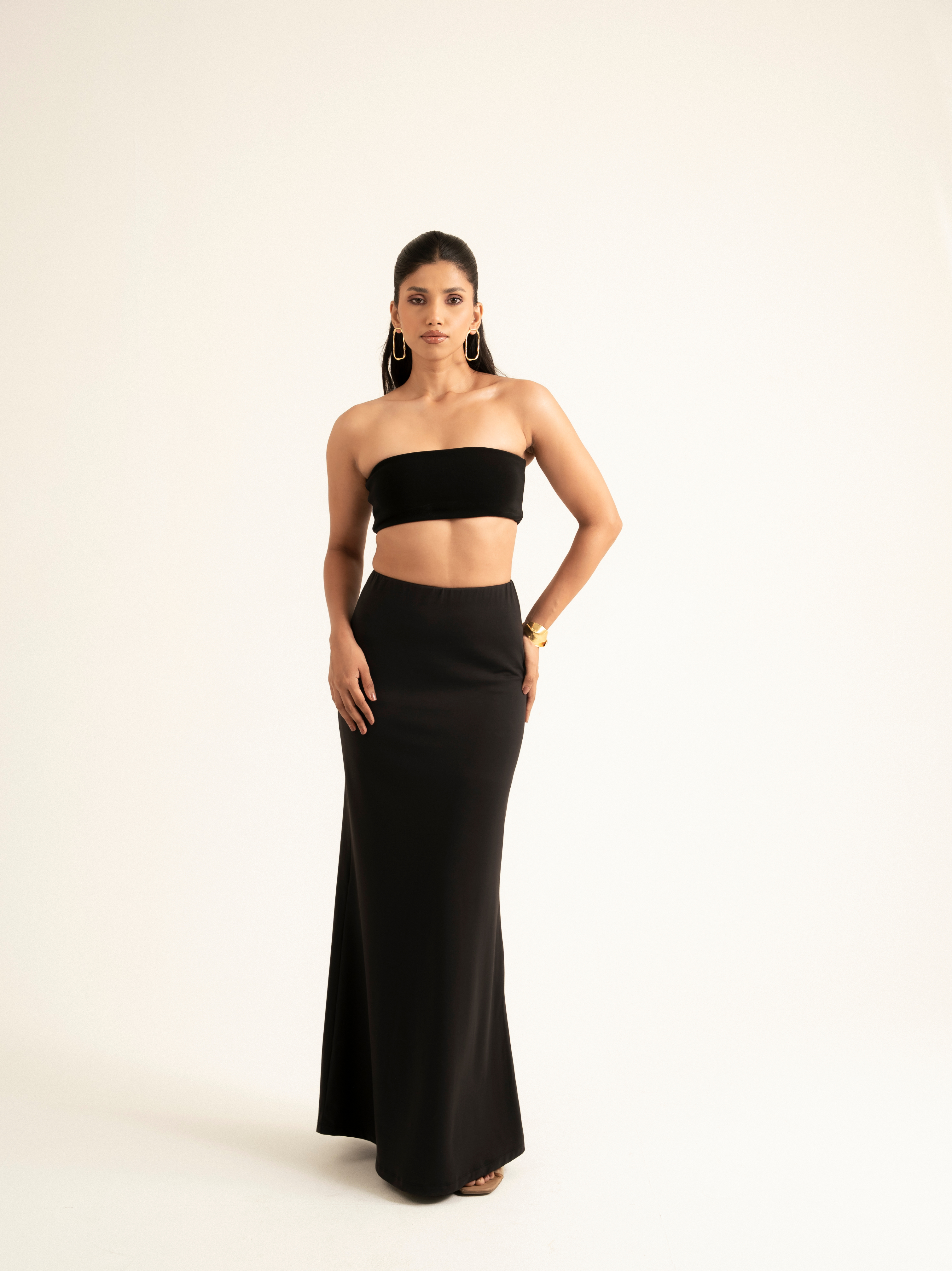 BLACK BUILT-IN SHAPER SHORTS MAXI SKIRT
