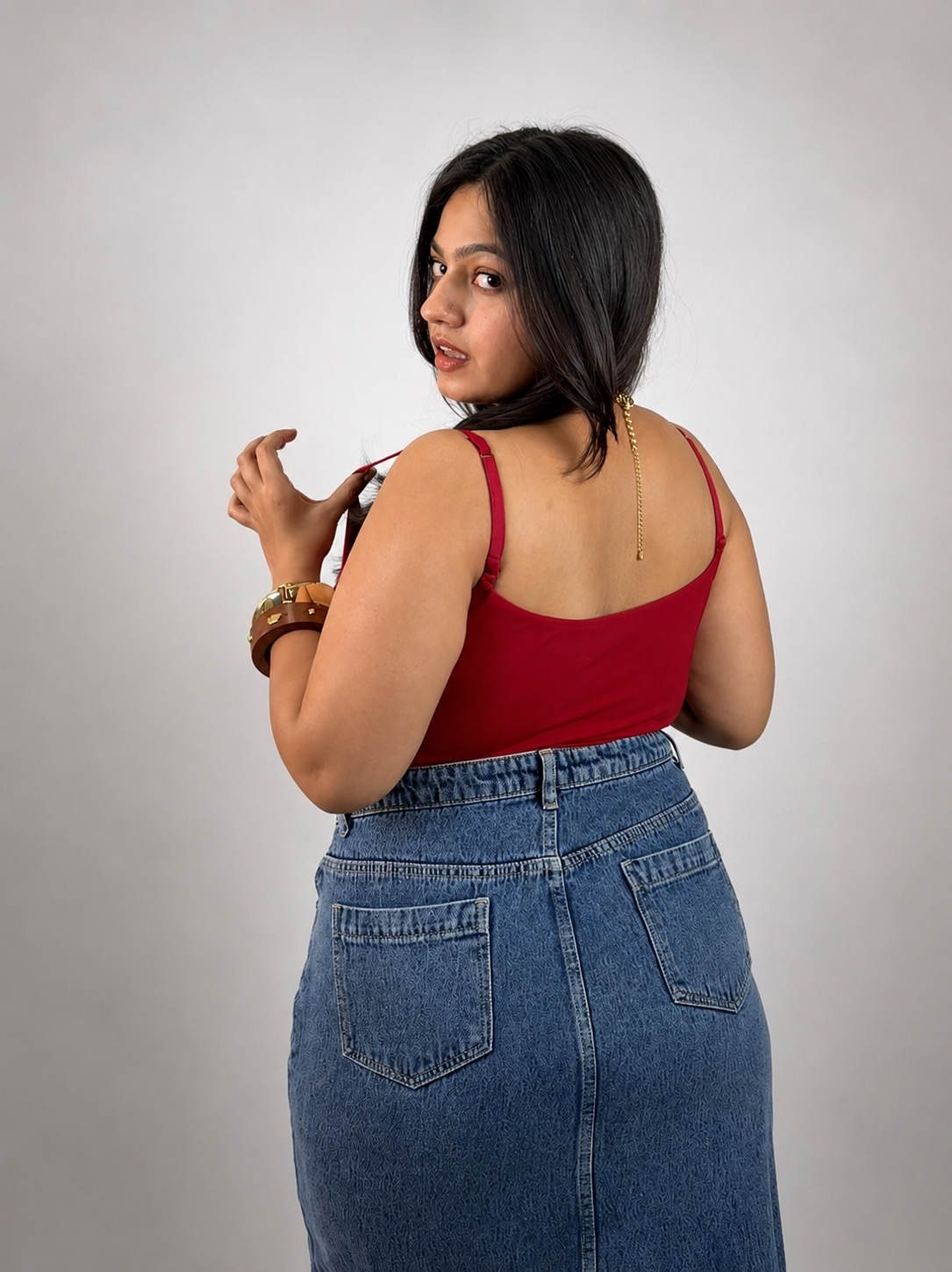 CHERRY RED BUILT-IN SHAPEWEAR STRAPS BODYSUIT
