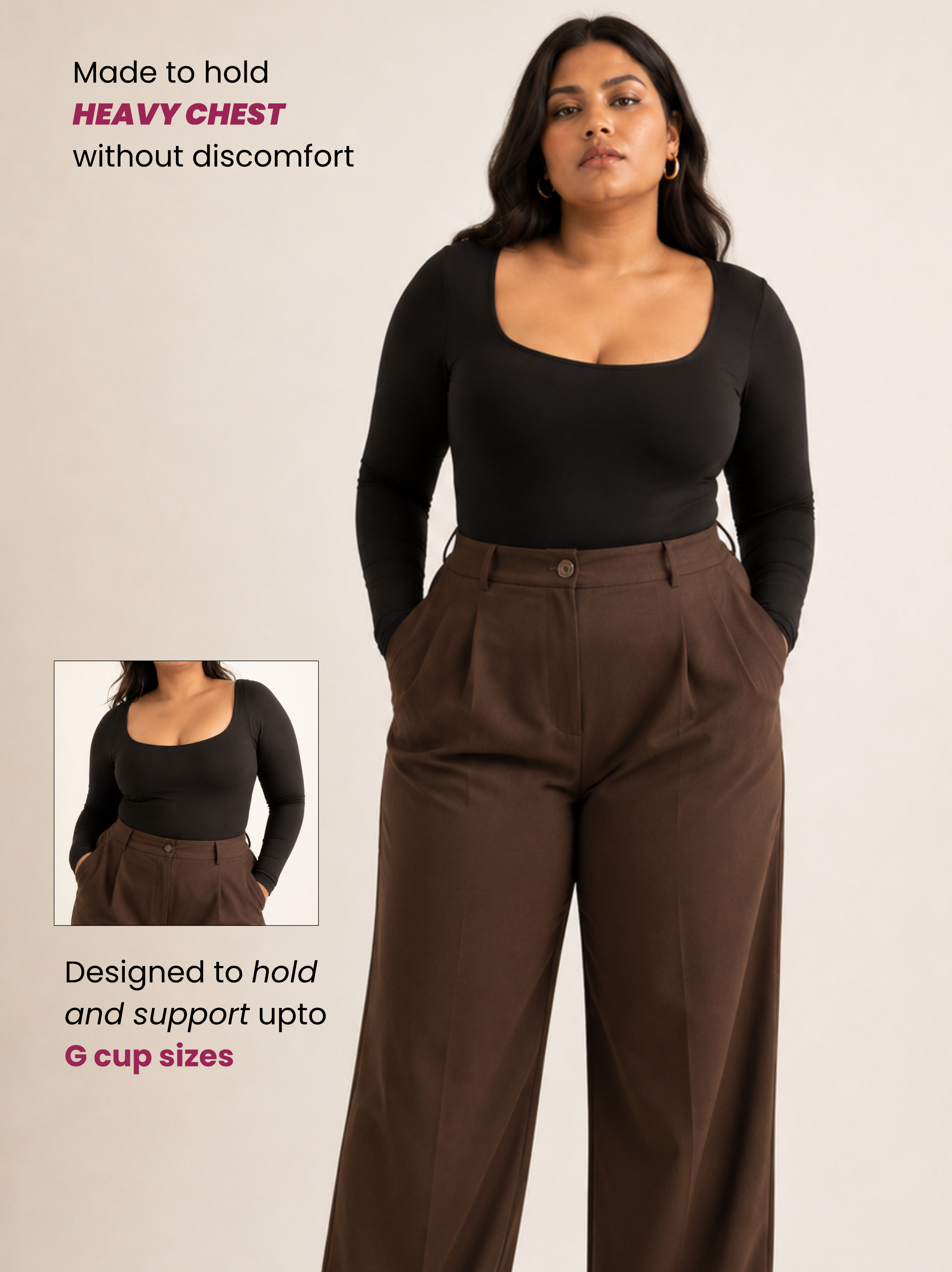 BLACK FULL SLEEVES BUILT-IN SHAPEWEAR BODYSUIT