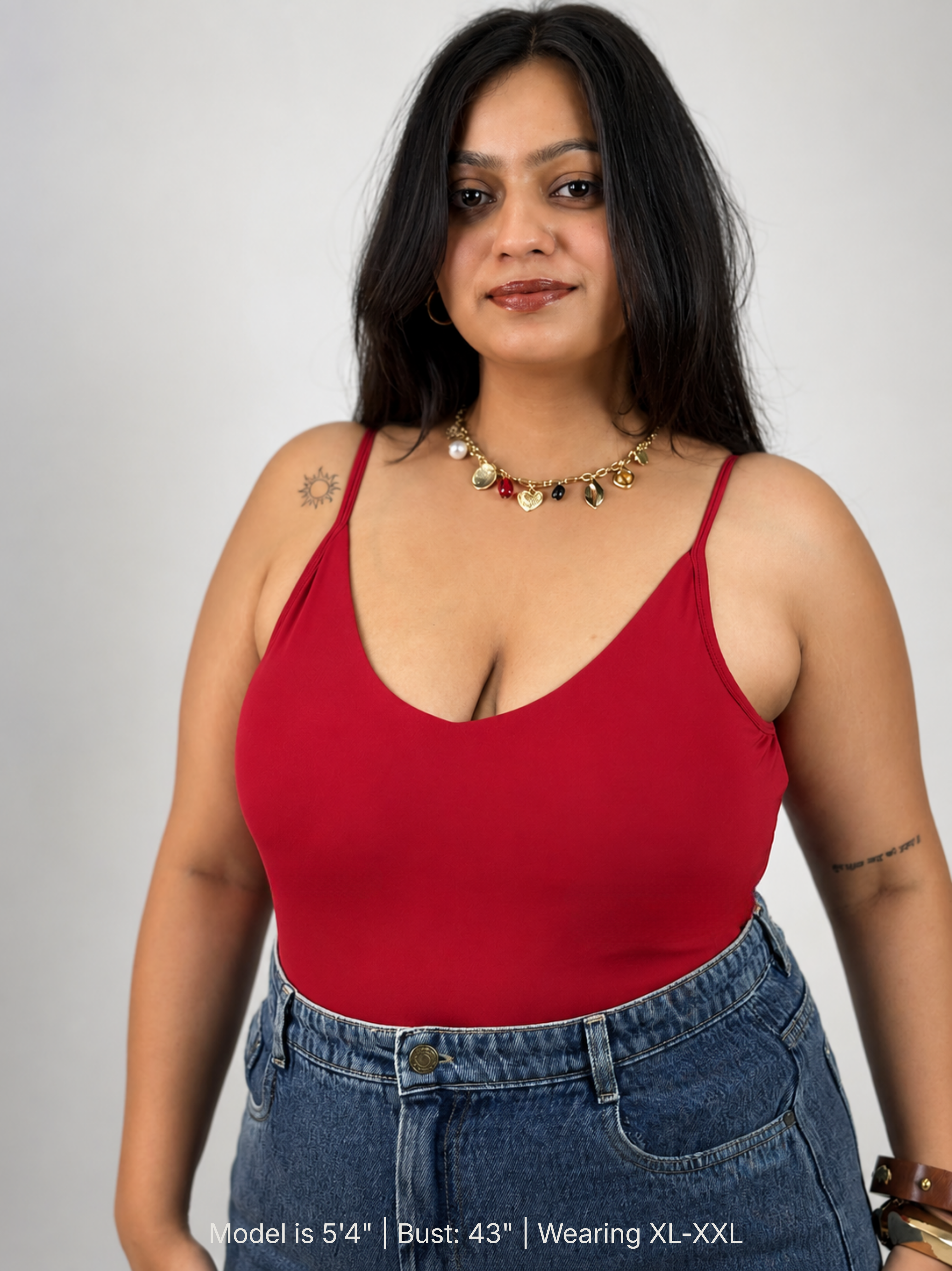 CHERRY RED BUILT-IN SHAPEWEAR STRAPS BODYSUIT