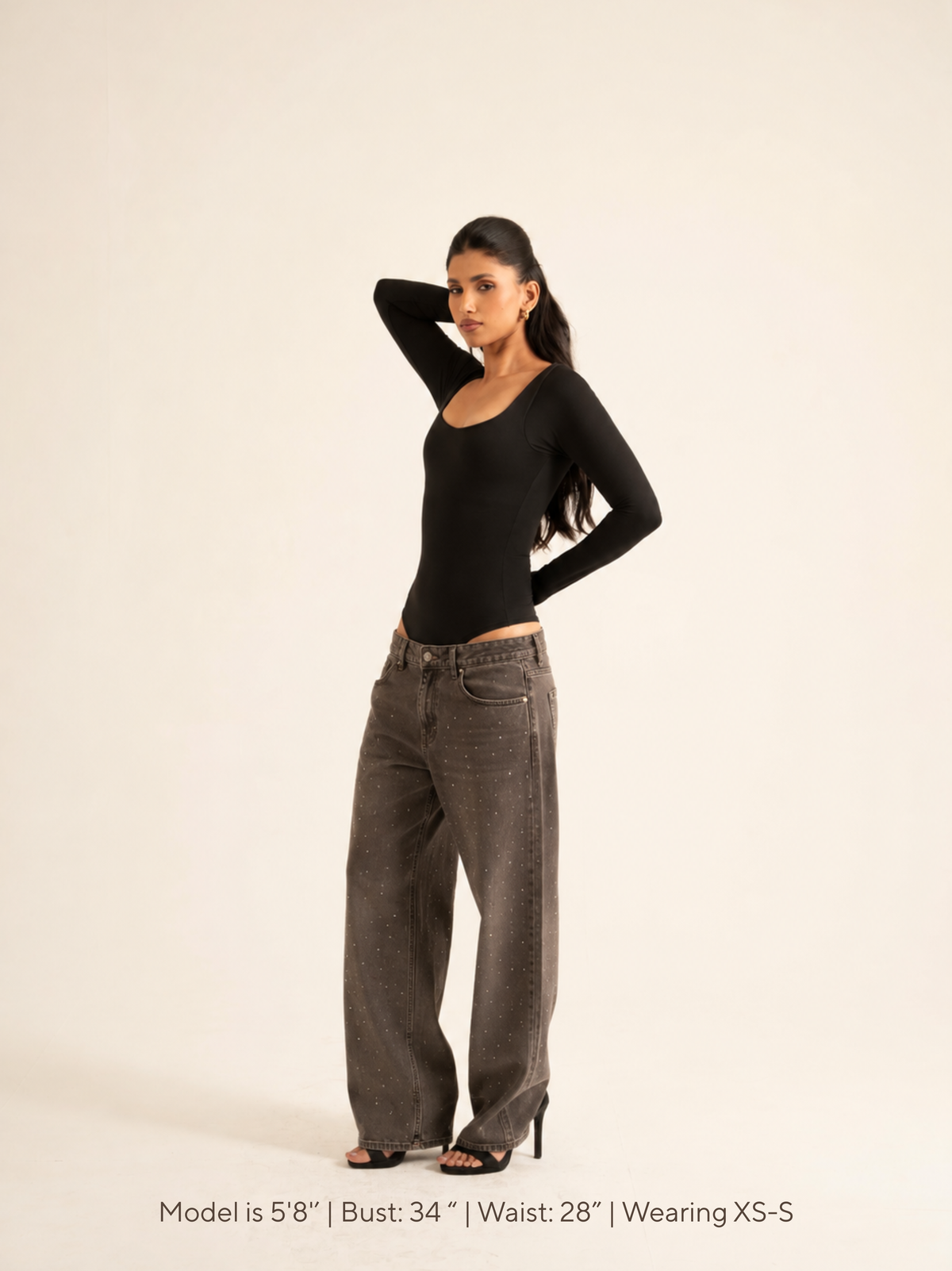 KAYSCULPT™ FULL SLEEVES BLACK BUILT-IN BRA & SHAPEWEAR BODYSUIT