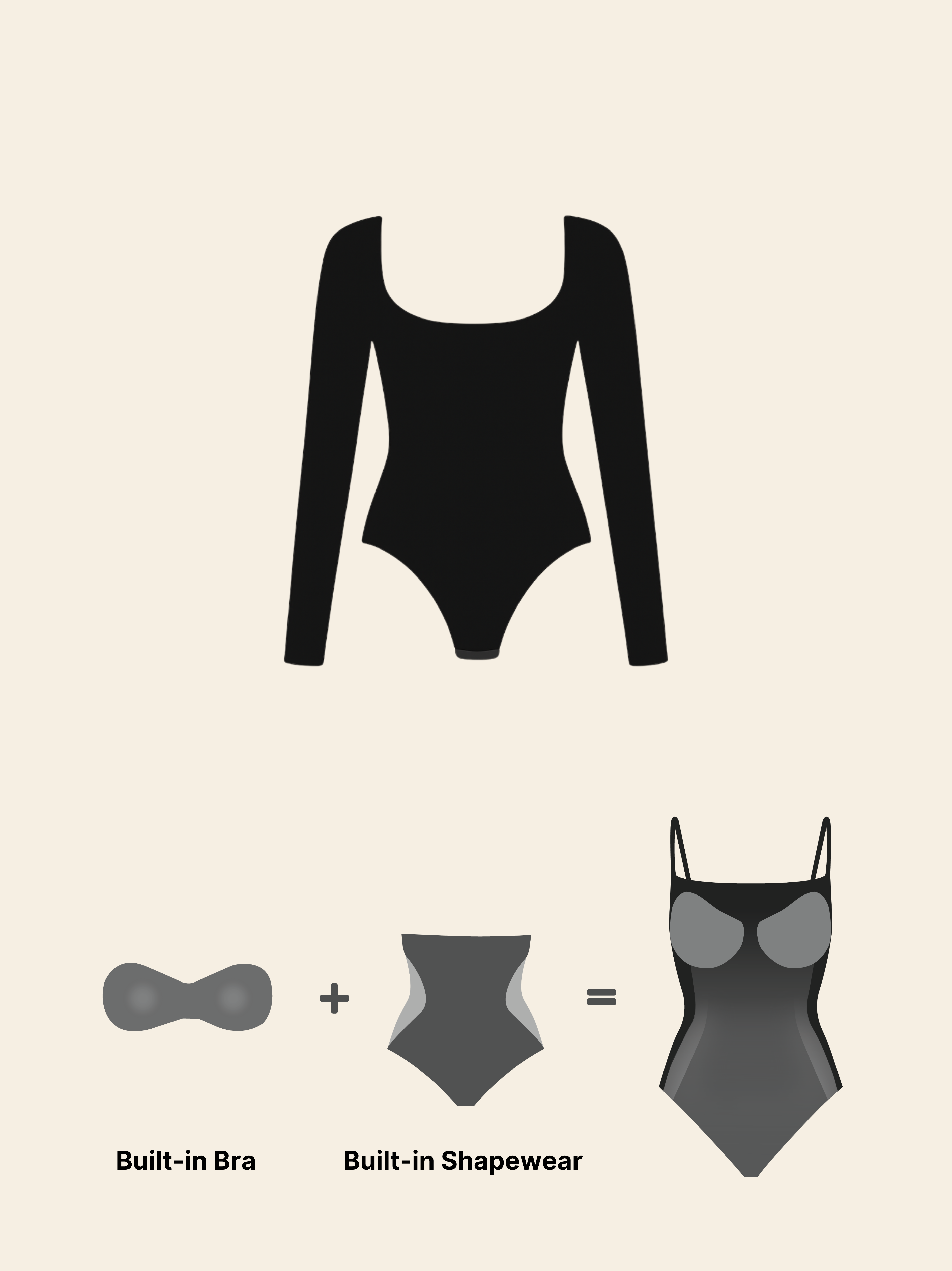 BLACK FULL SLEEVES BUILT-IN SHAPEWEAR BODYSUIT