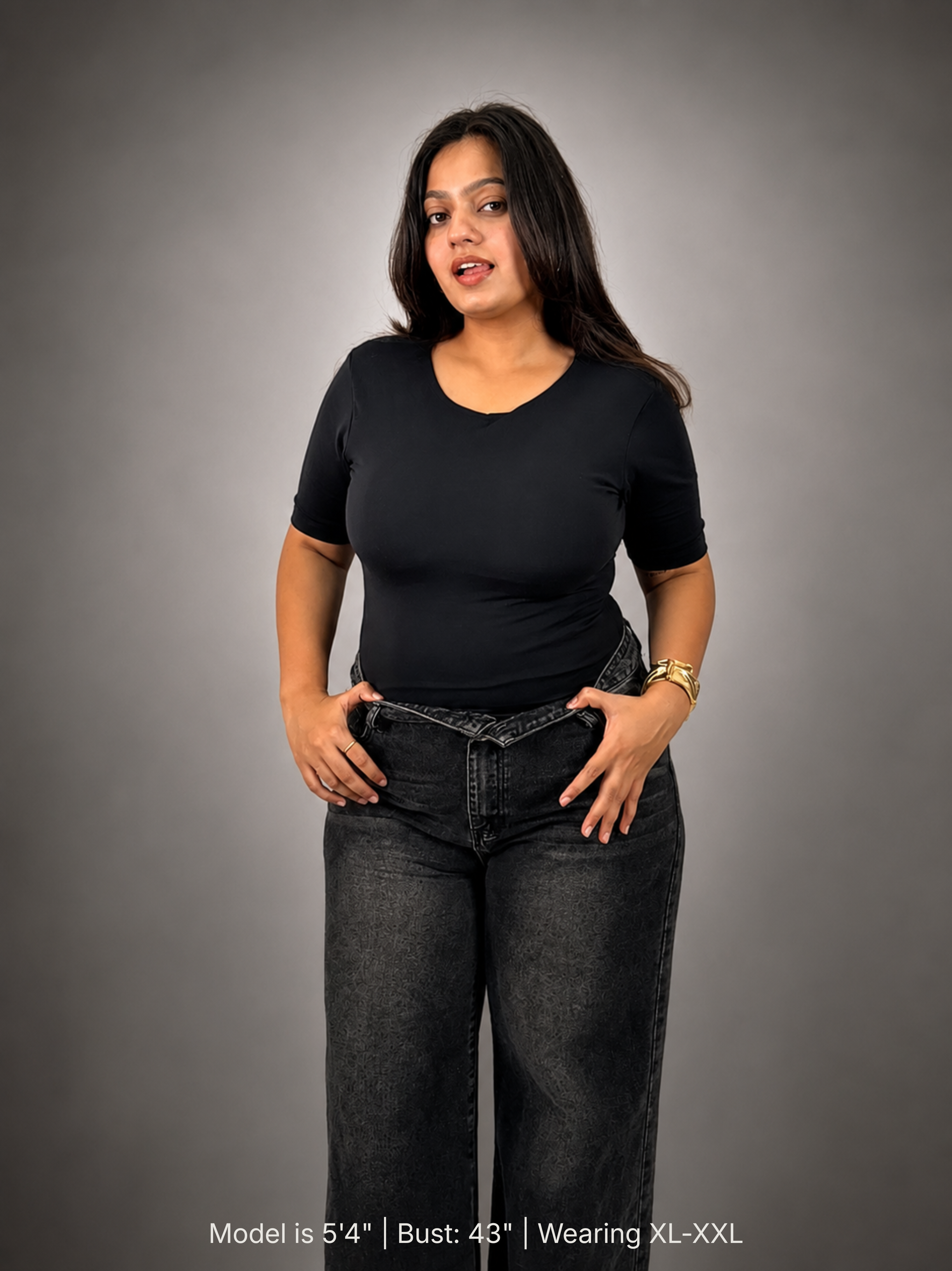HALF SLEEVES BLACK BUILT-IN SHAPEWEAR BODYSUIT
