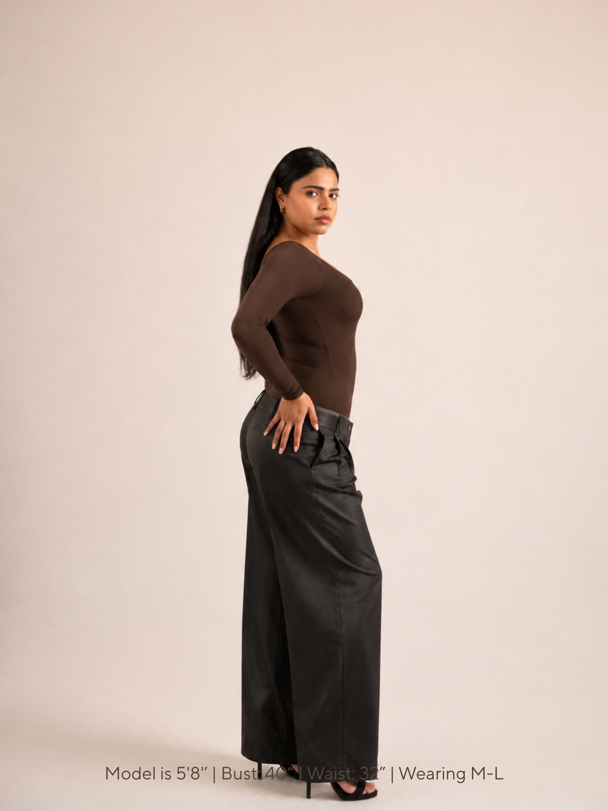 KAYSCULPT™ FULL SLEEVES BROWN BUILT-IN BRA & SHAPEWEAR BODYSUIT