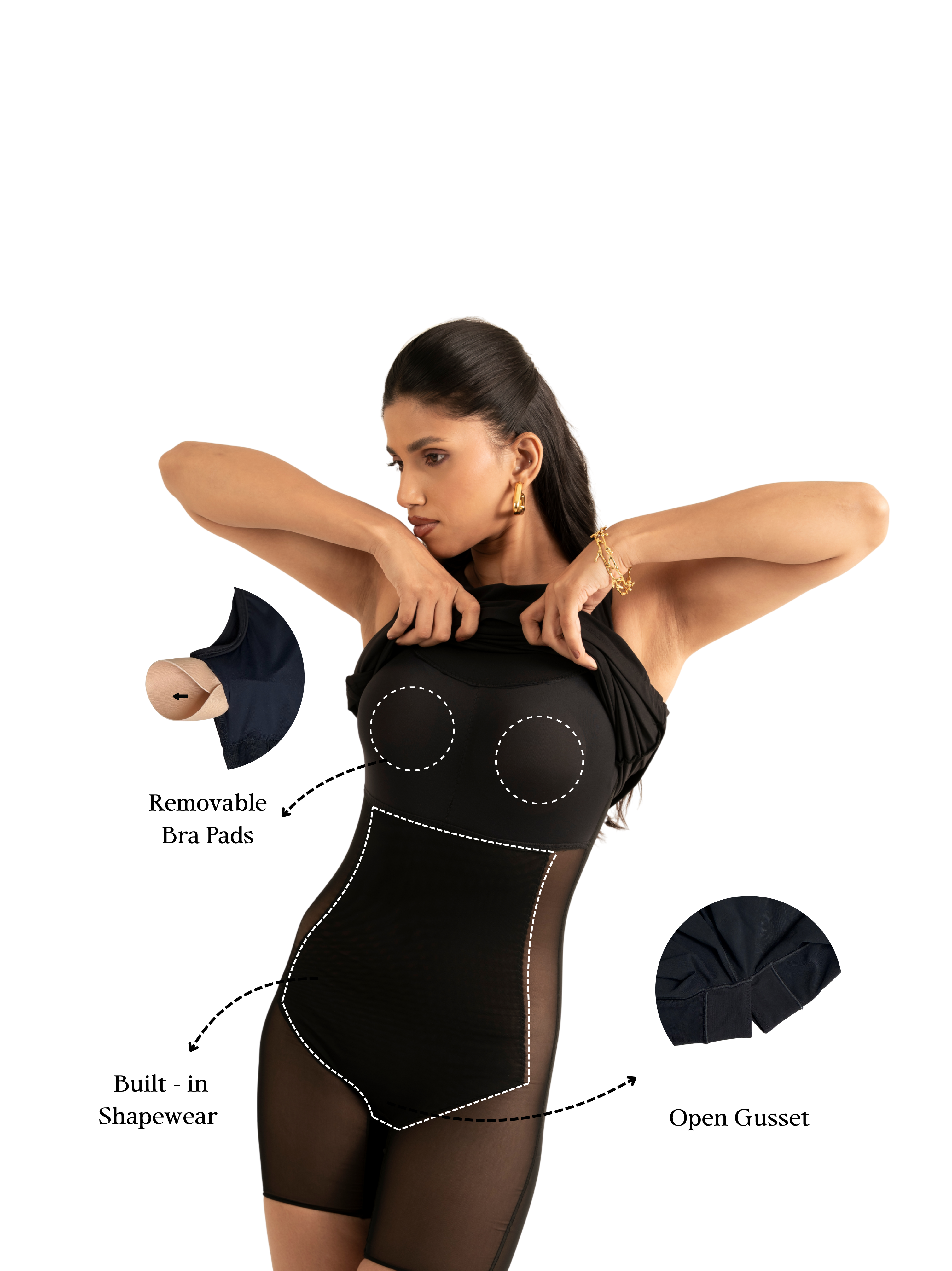 MODERN ESSENTIAL BLACK BUILT-IN SHAPEWEAR DRESS