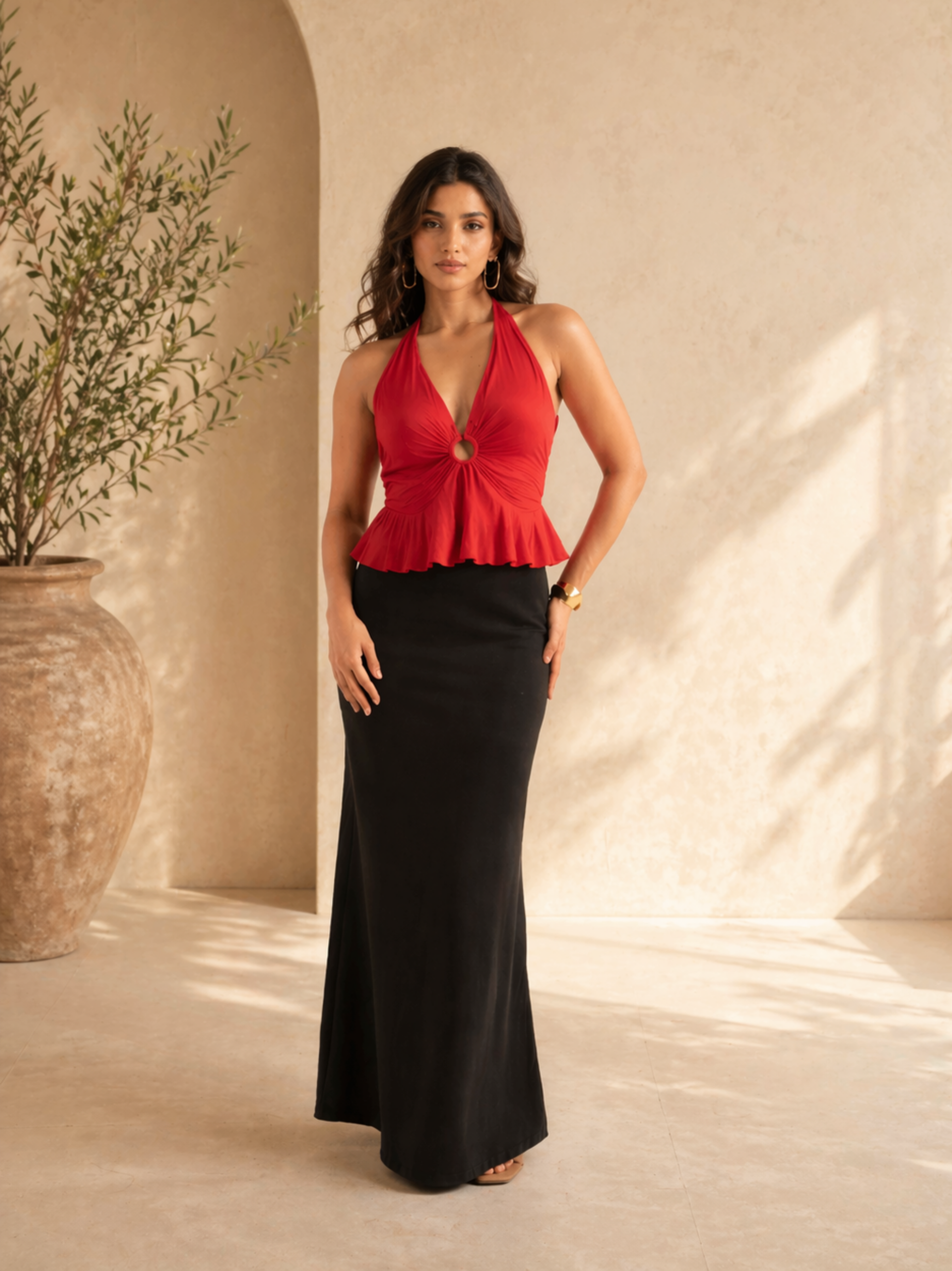 BLACK BUILT-IN SHAPER SHORTS MAXI SKIRT