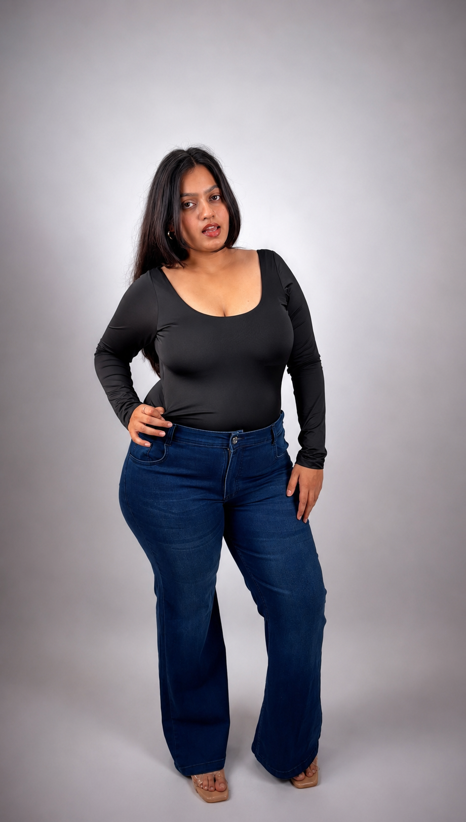 BLACK FULL SLEEVES BUILT-IN SHAPEWEAR BODYSUIT