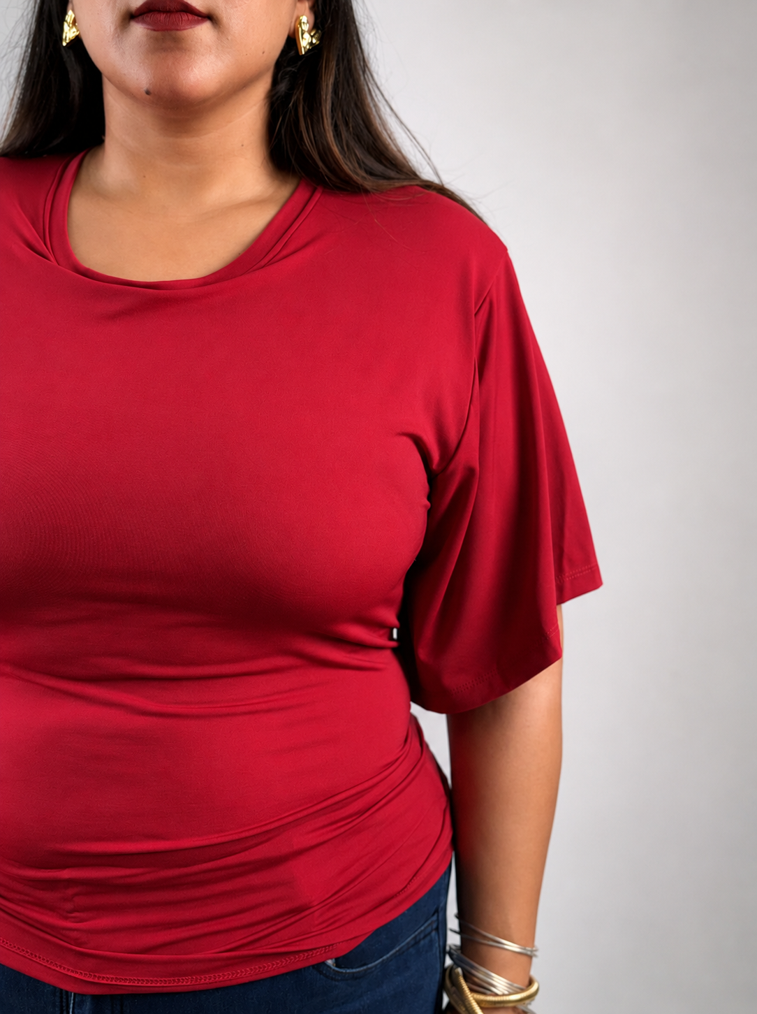 CHERRY RED TIE KNOT BUILT-IN BRA TOP