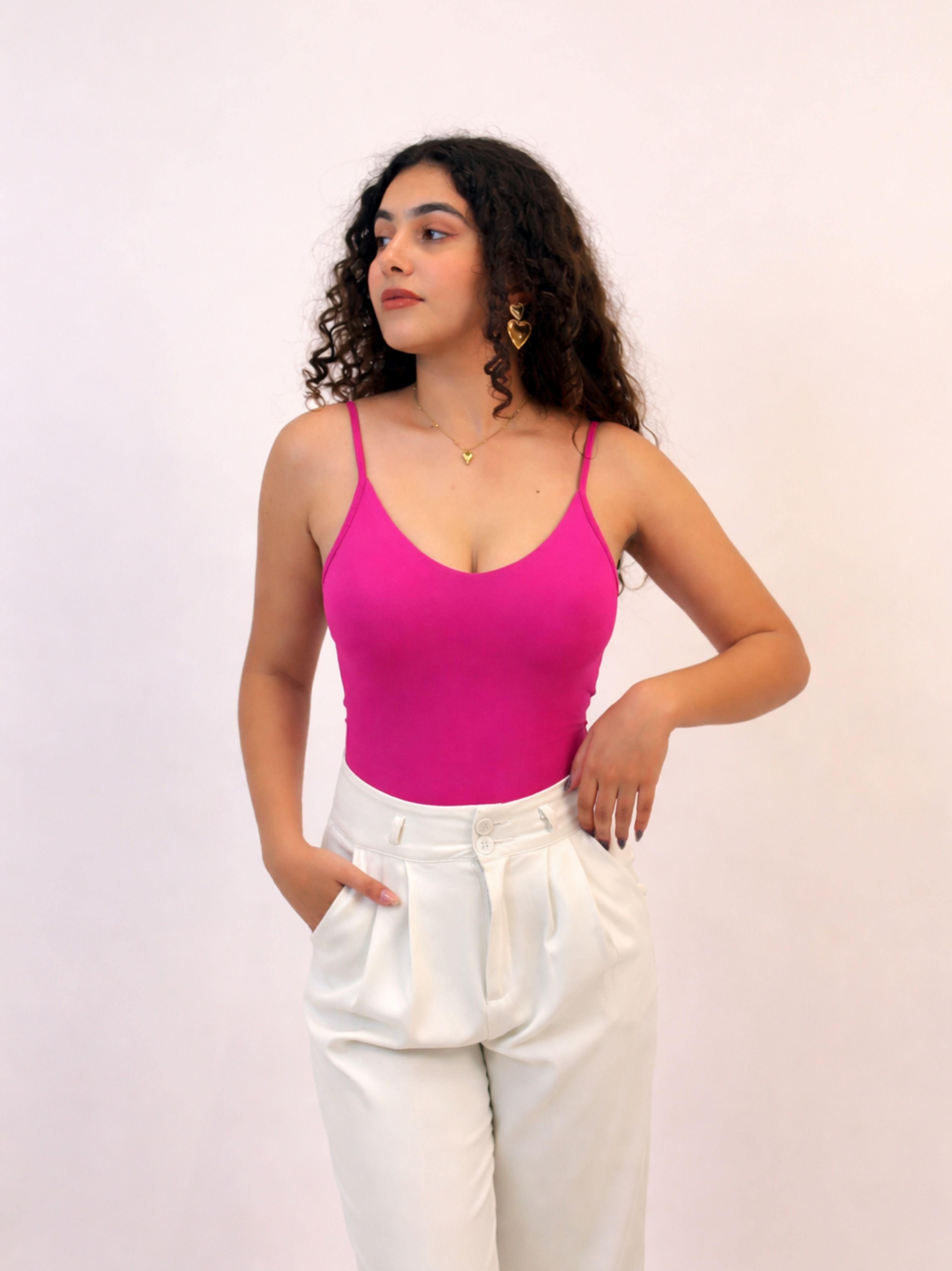 PINK BUILT-IN SHAPEWEAR STRAPS BODYSUIT