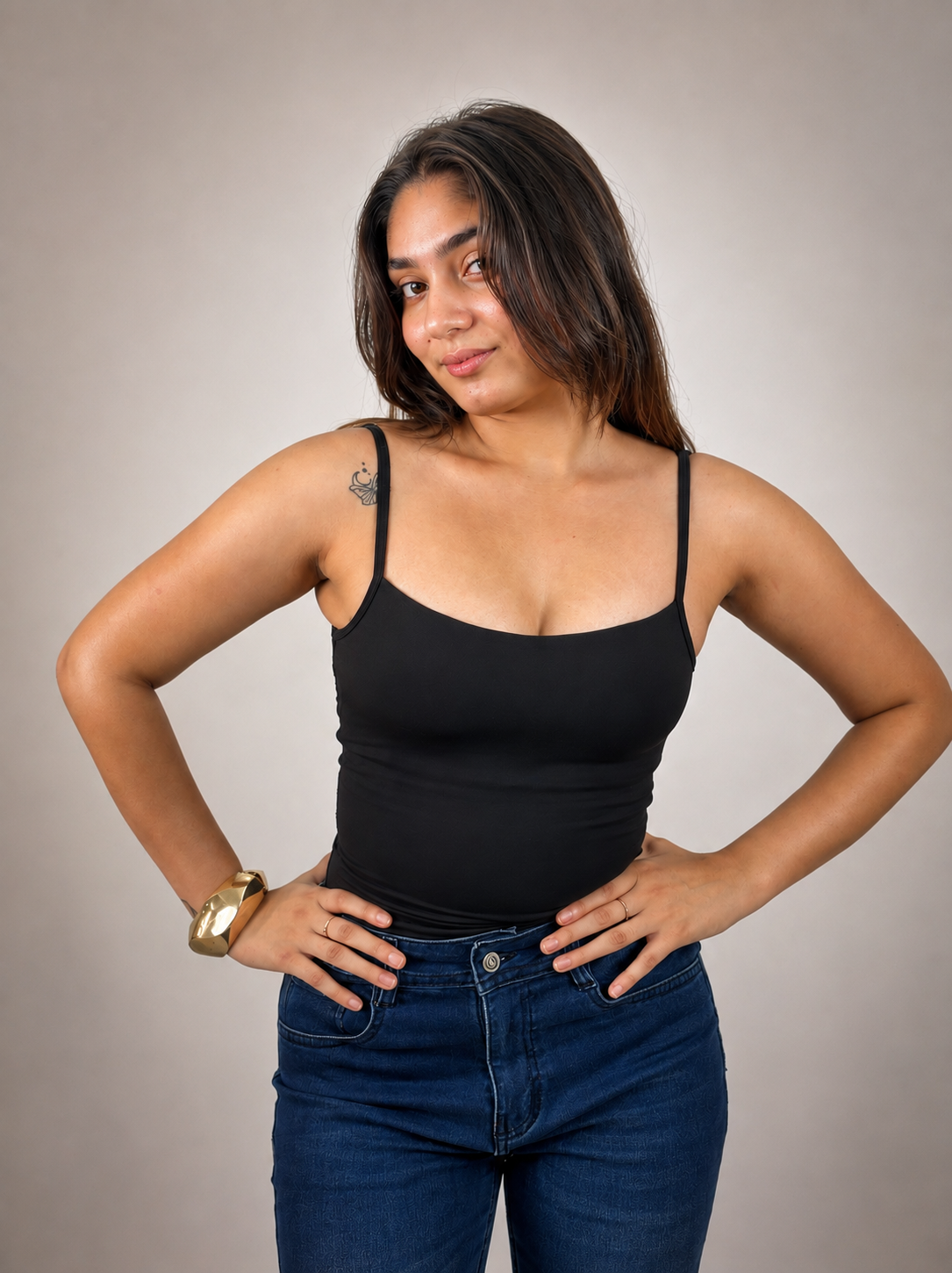 BLACK BUILT IN SHAPEWEAR STRAPS BODYSUIT