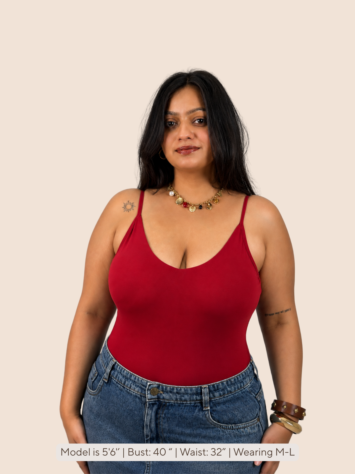 KAYSCULPT™ STRAPS CHERRY RED BUILT-IN BRA & SHAPEWEAR BODYSUIT
