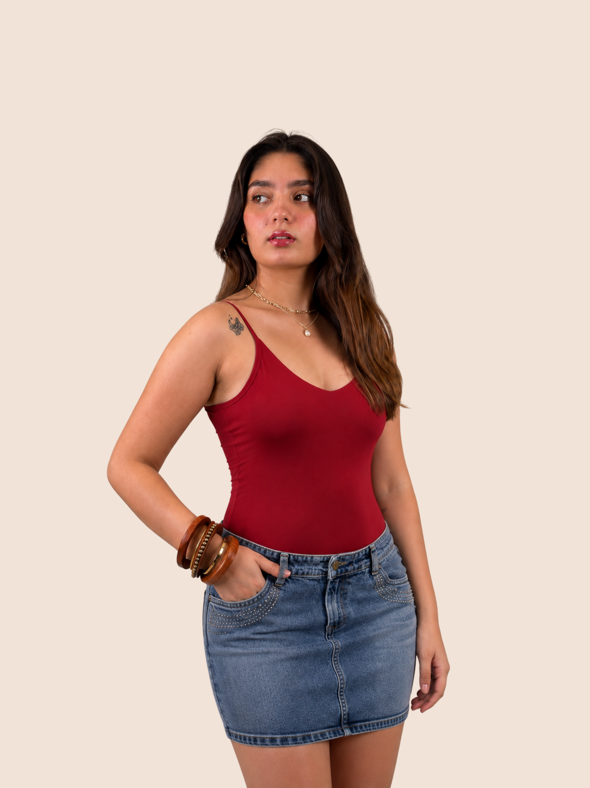 KAYSCULPT™ STRAPS CHERRY RED BUILT-IN BRA & SHAPEWEAR BODYSUIT