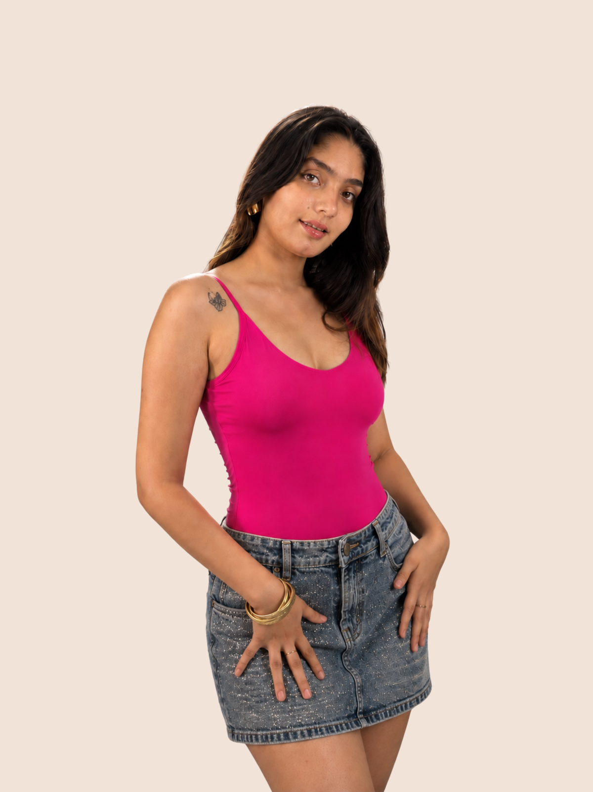 KAYSCULPT™ STRAPS PINK BUILT-IN BRA & SHAPEWEAR BODYSUIT