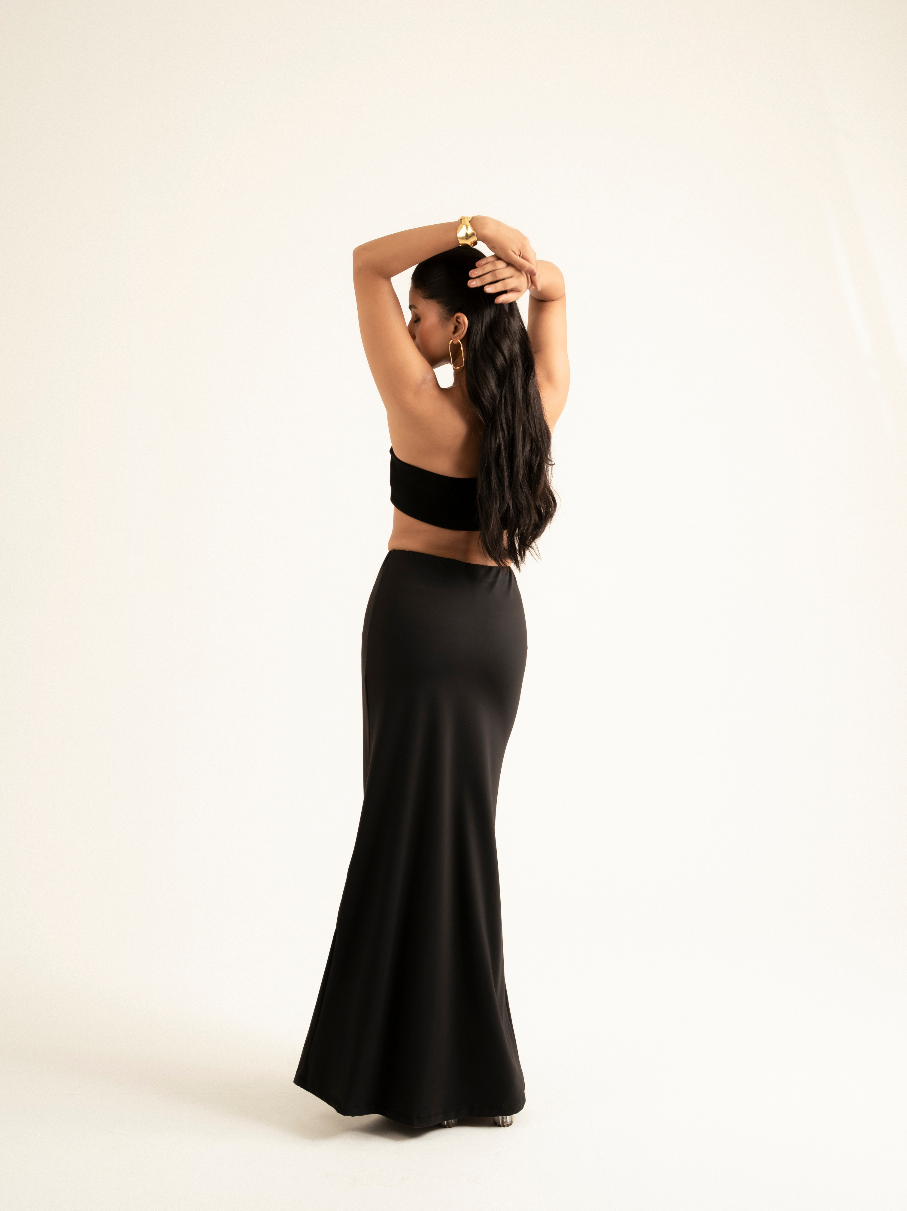 BLACK BUILT-IN SHAPER SHORTS MAXI SKIRT