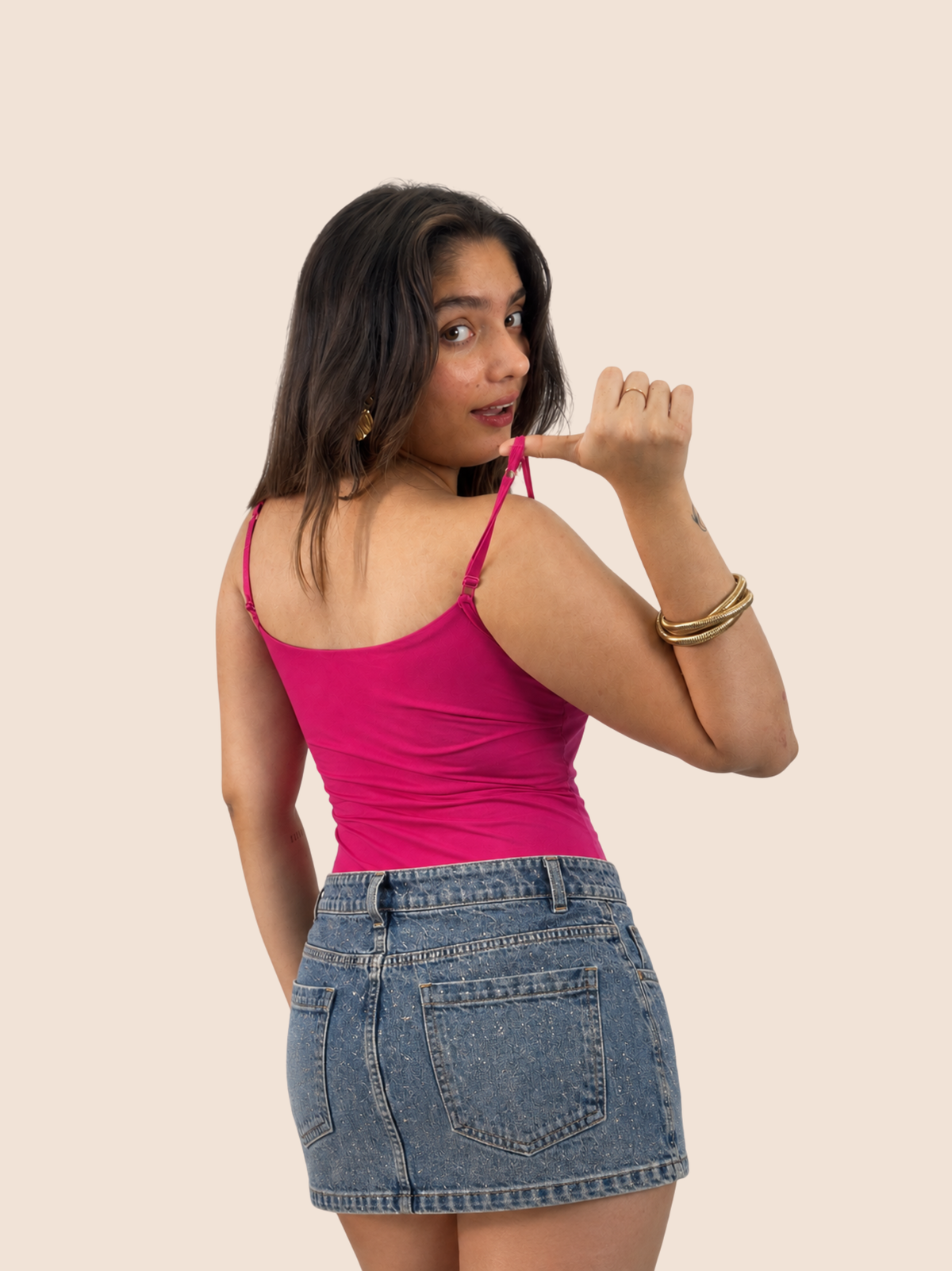 KAYSCULPT™ STRAPS PINK BUILT-IN BRA & SHAPEWEAR BODYSUIT