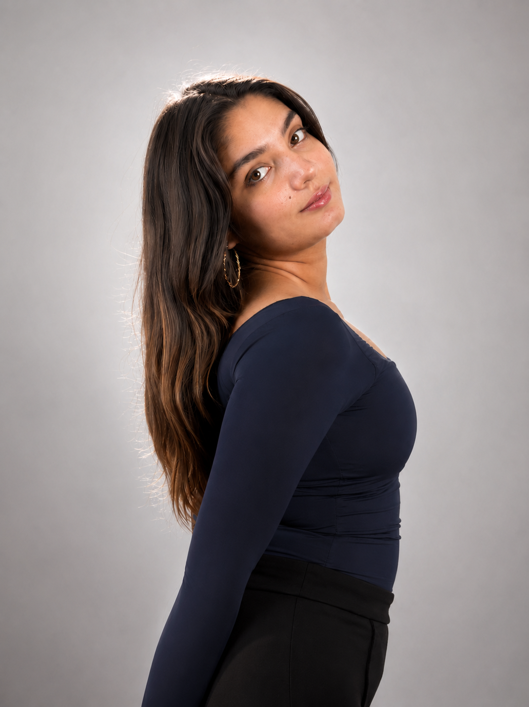 NAVY BLUE FULL SLEEVES BUILT-IN SHAPEWEAR BODYSUIT