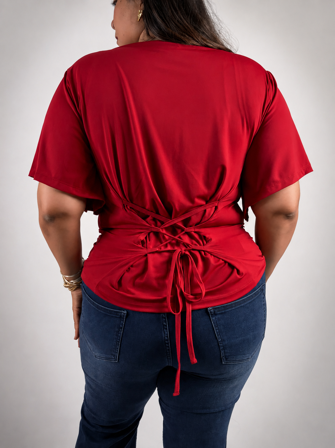 CHERRY RED TIE KNOT BUILT-IN BRA TOP