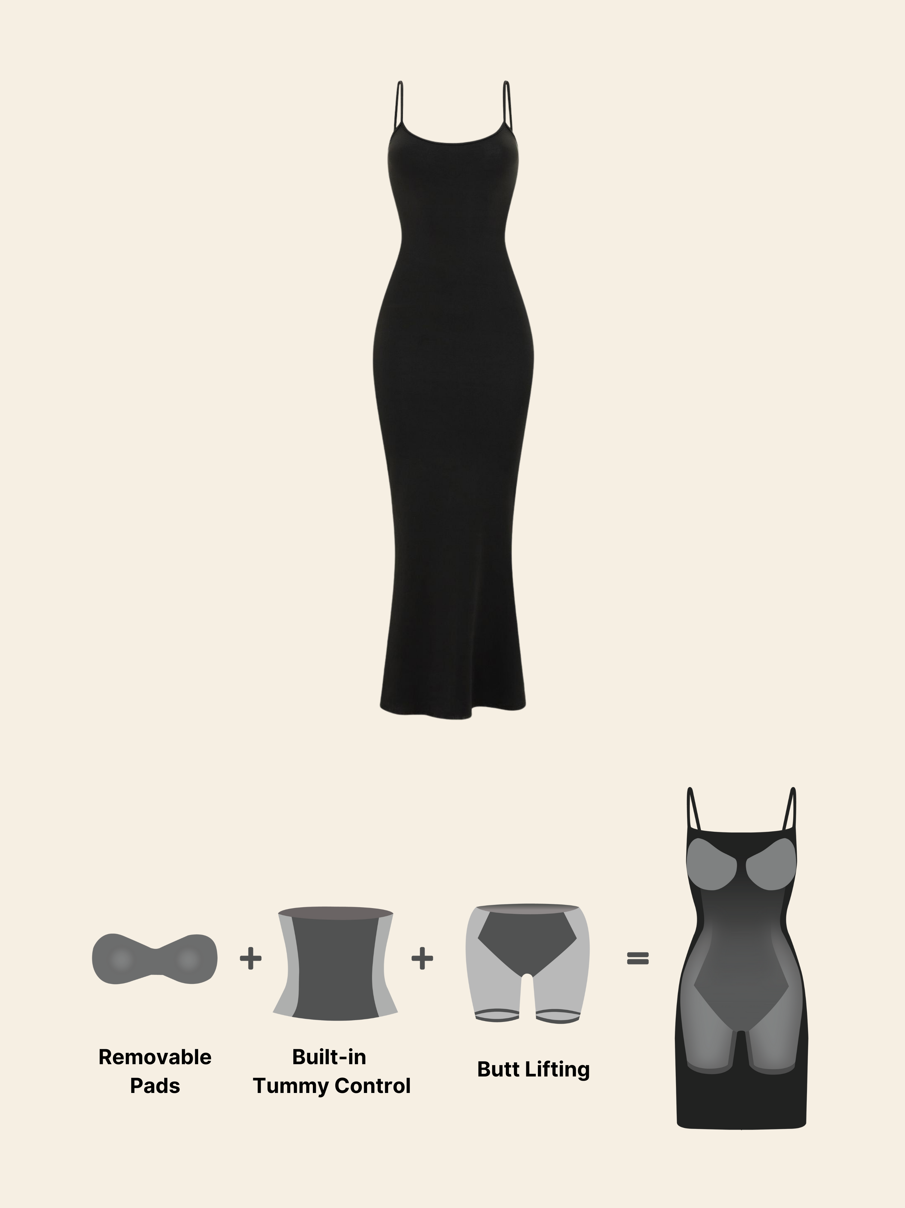 LONG BUILT-IN SHAPEWEAR DRESS