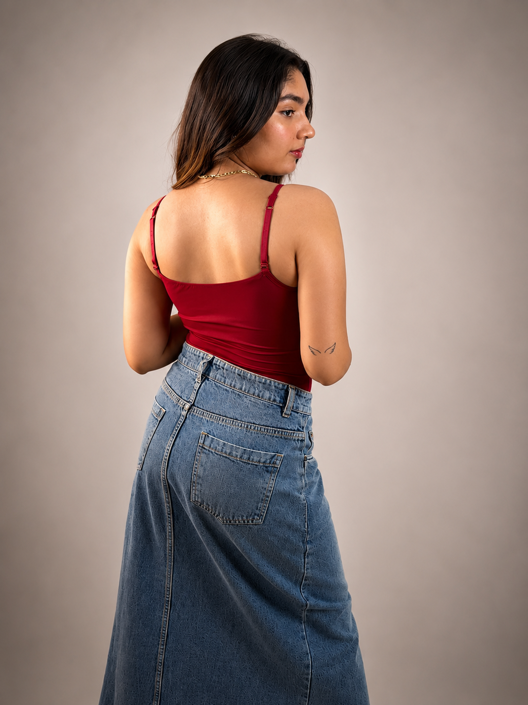 CHERRY RED BUILT-IN SHAPEWEAR STRAPS BODYSUIT