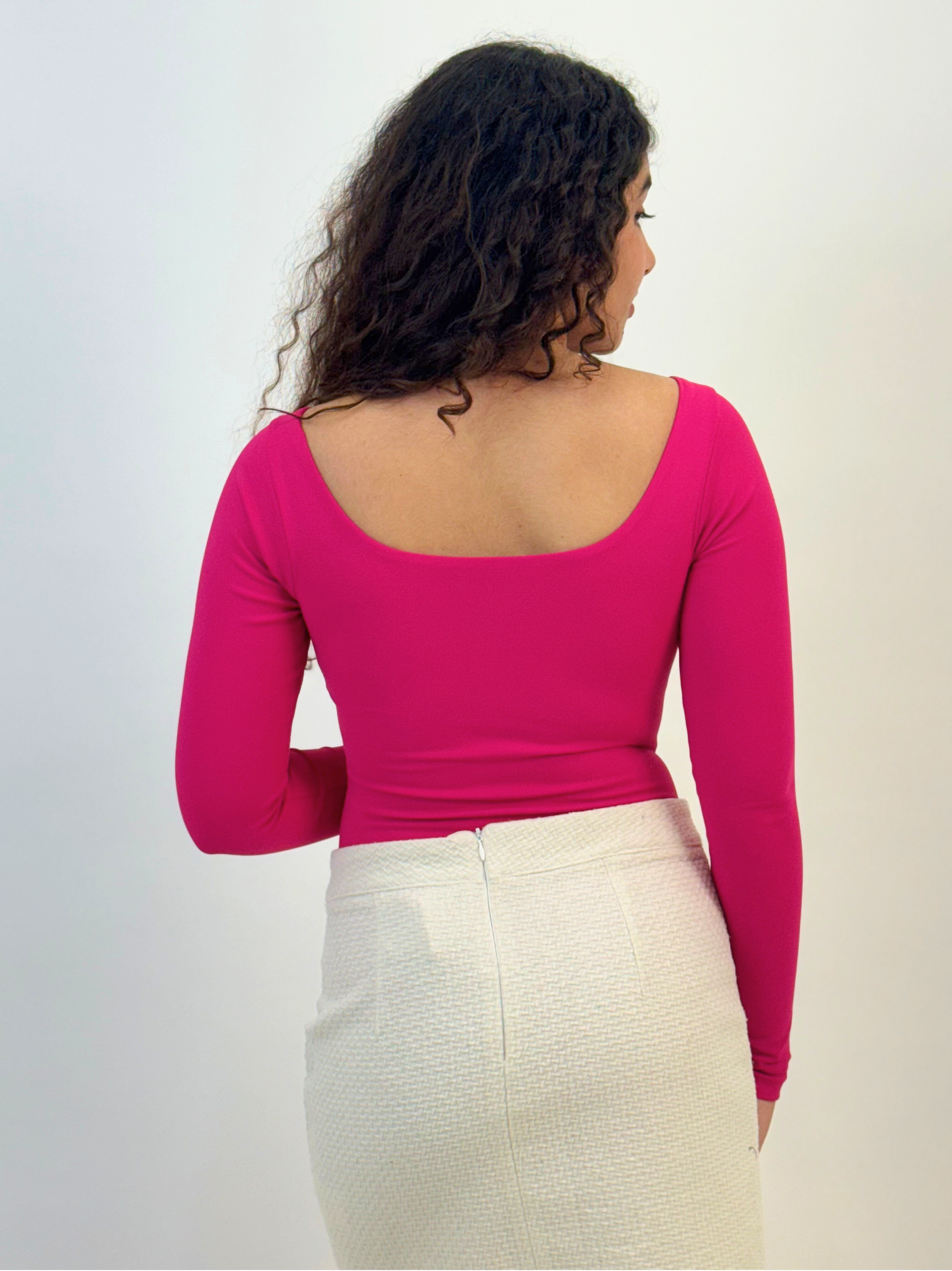 PINK FULL SLEEVES BUILT-IN SHAPEWEAR BODYSUIT