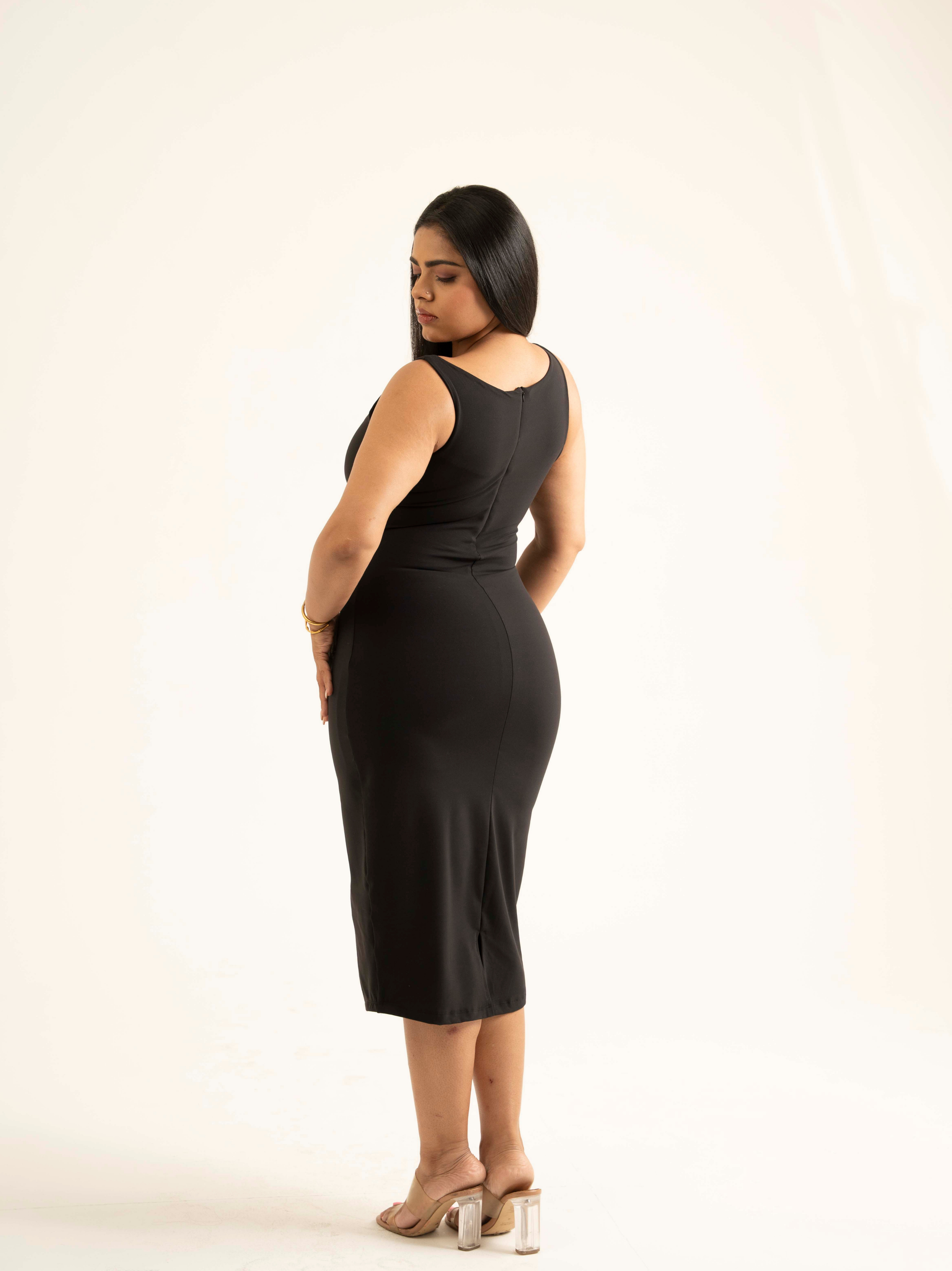 MODERN ESSENTIAL BLACK BUILT-IN SHAPEWEAR DRESS