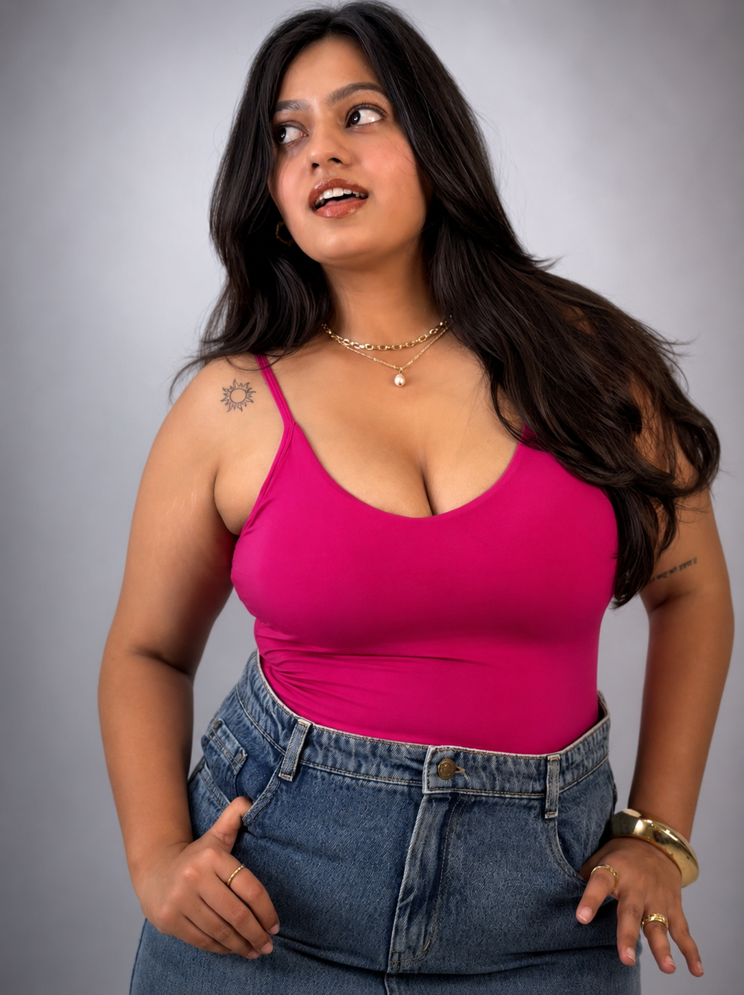 PINK BUILT-IN SHAPEWEAR STRAPS BODYSUIT