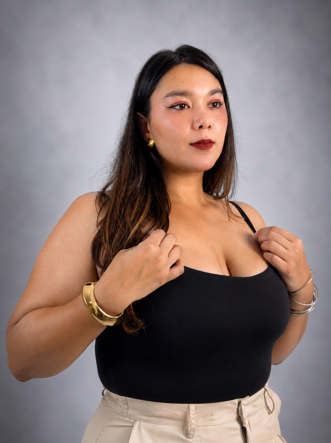 BLACK BUILT IN SHAPEWEAR STRAPS BODYSUIT