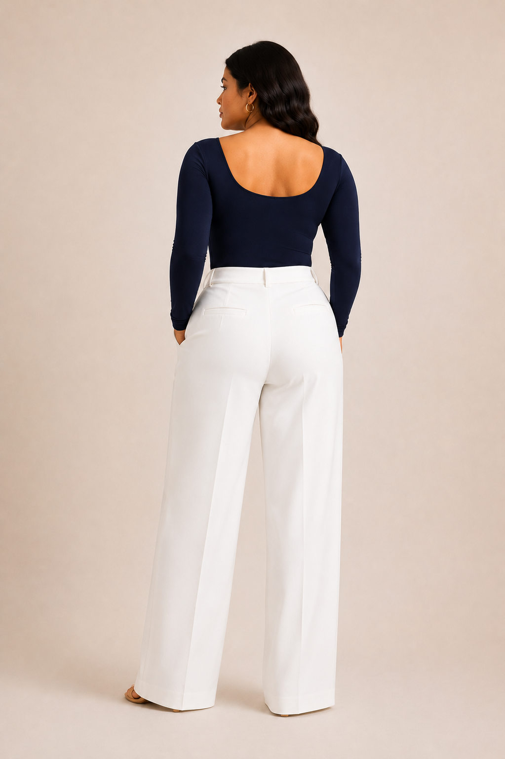 NAVY BLUE FULL SLEEVES BUILT-IN SHAPEWEAR BODYSUIT