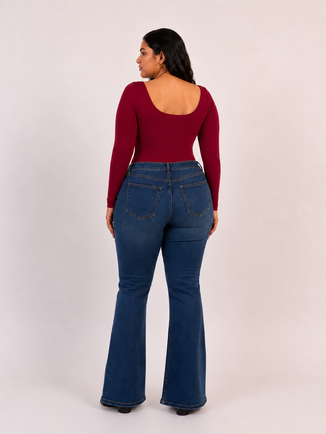 CHERRY RED FULL SLEEVES BUILT-IN SHAPEWEAR BODYSUIT