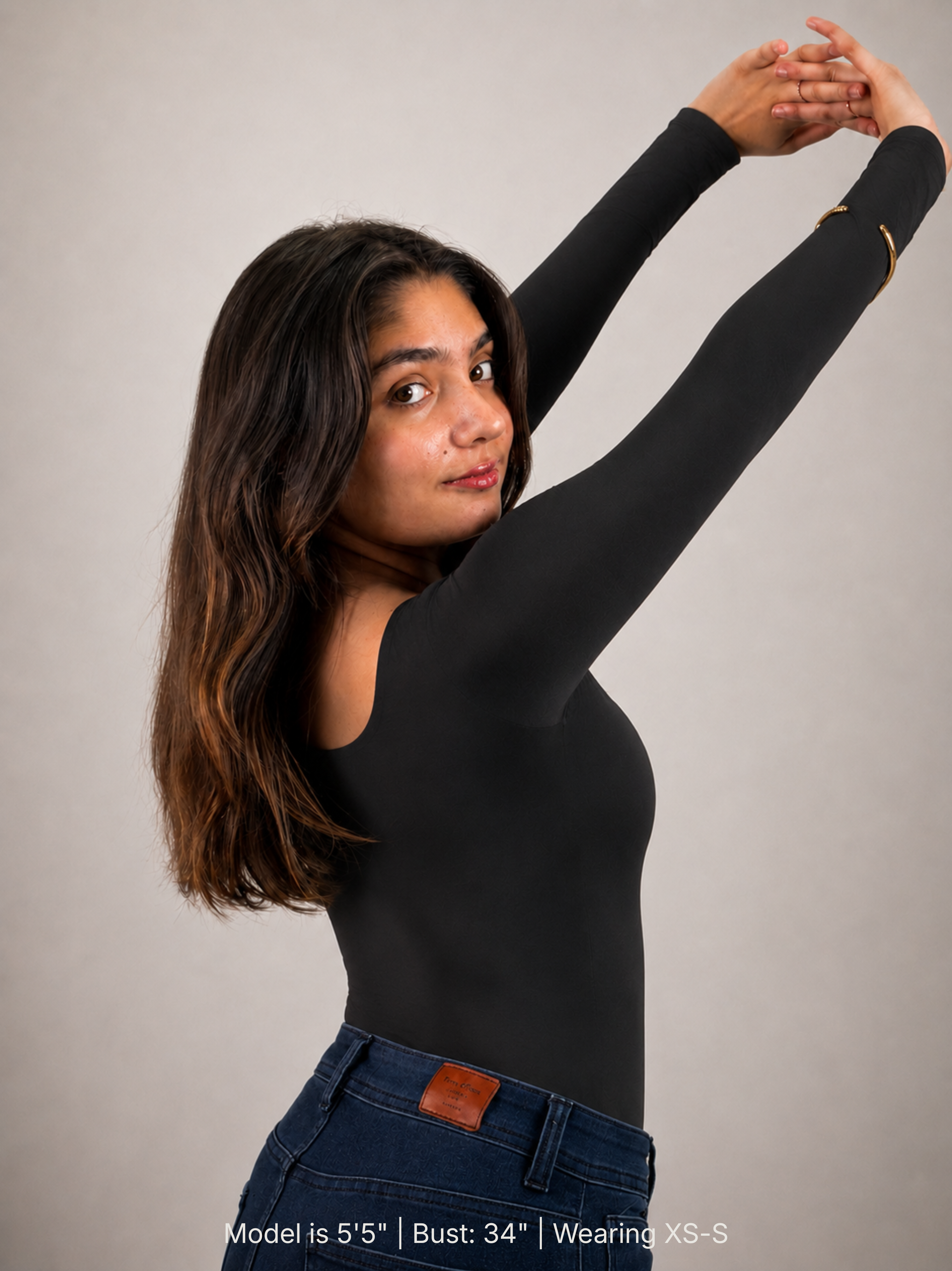 BLACK FULL SLEEVES BUILT-IN SHAPEWEAR BODYSUIT