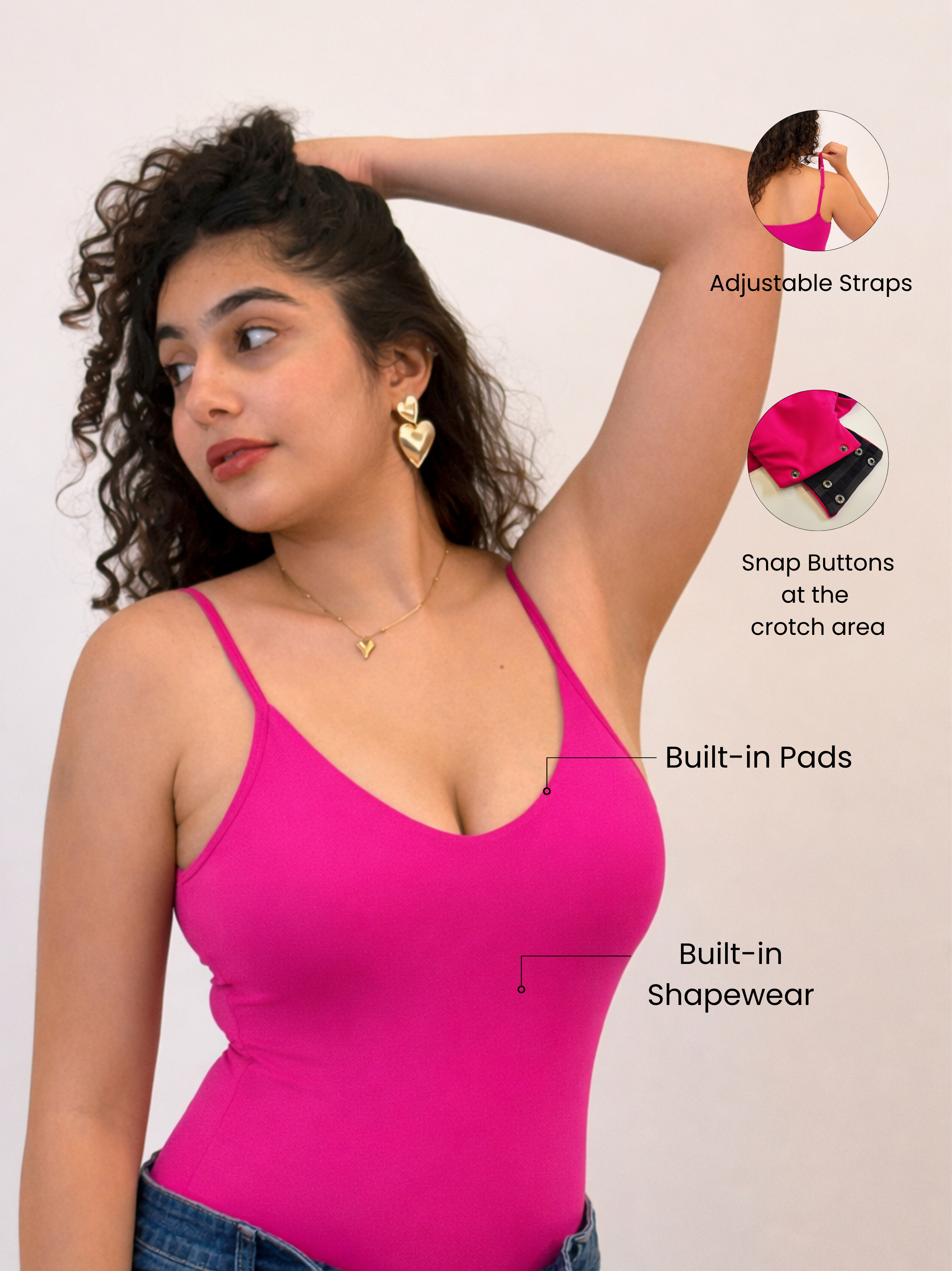 PINK BUILT-IN SHAPEWEAR STRAPS BODYSUIT