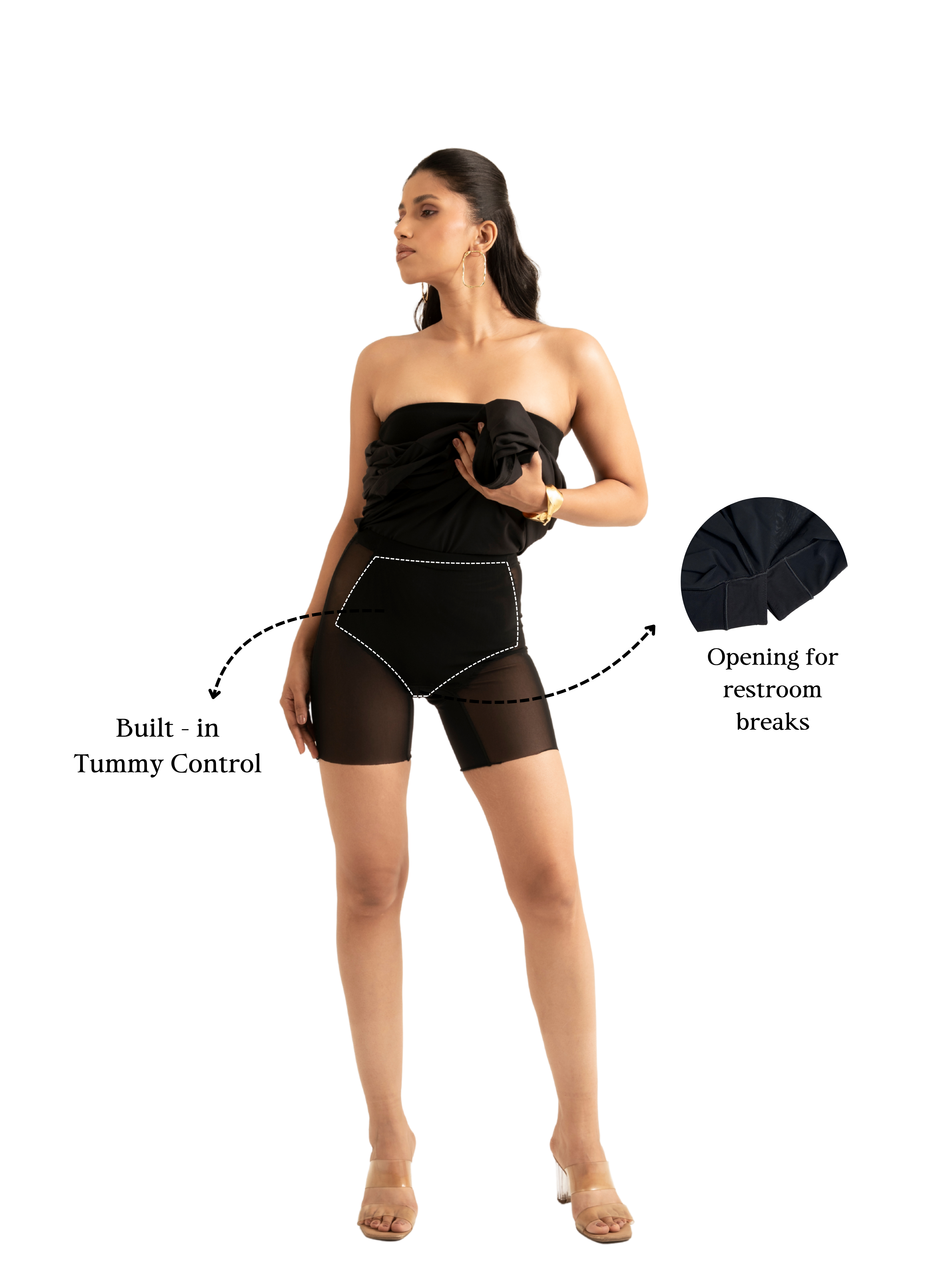 BLACK BUILT-IN SHAPER SHORTS MAXI SKIRT