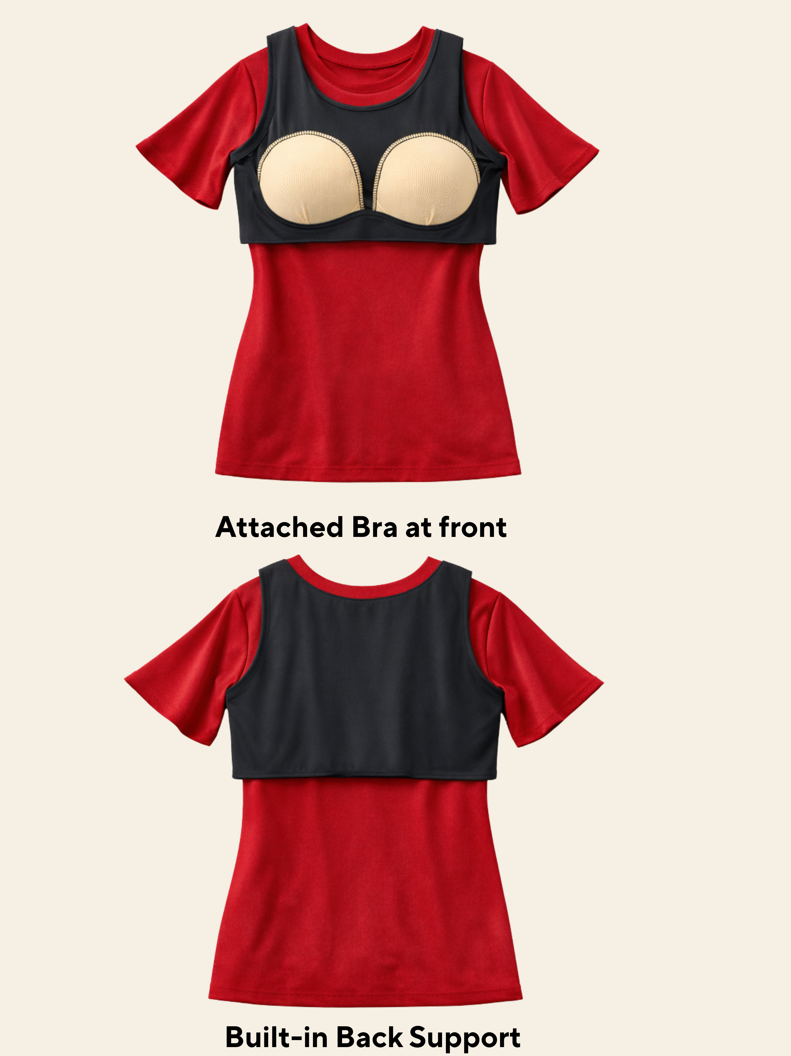 CHERRY RED TIE KNOT BUILT-IN BRA TOP
