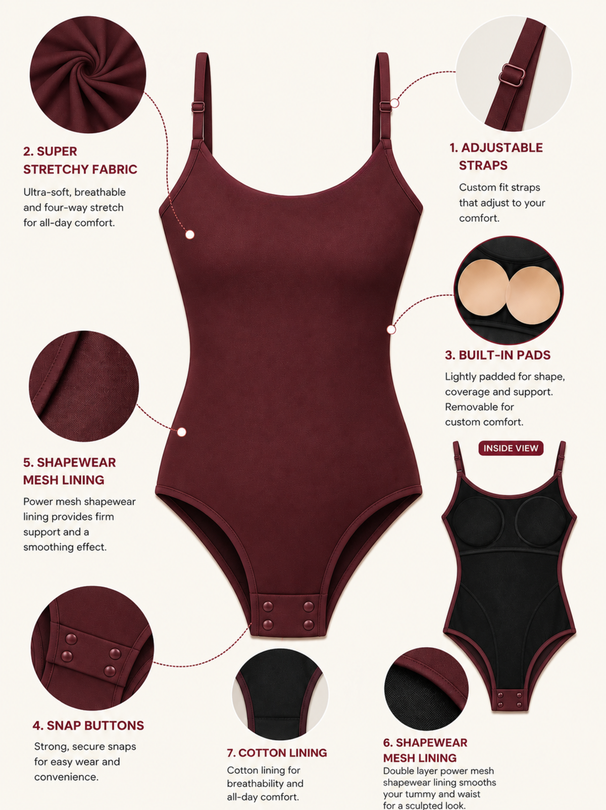 KAYSCULPT™ STRAPS BLACK BURGUNDY IN BRA & SHAPEWEAR BODYSUIT